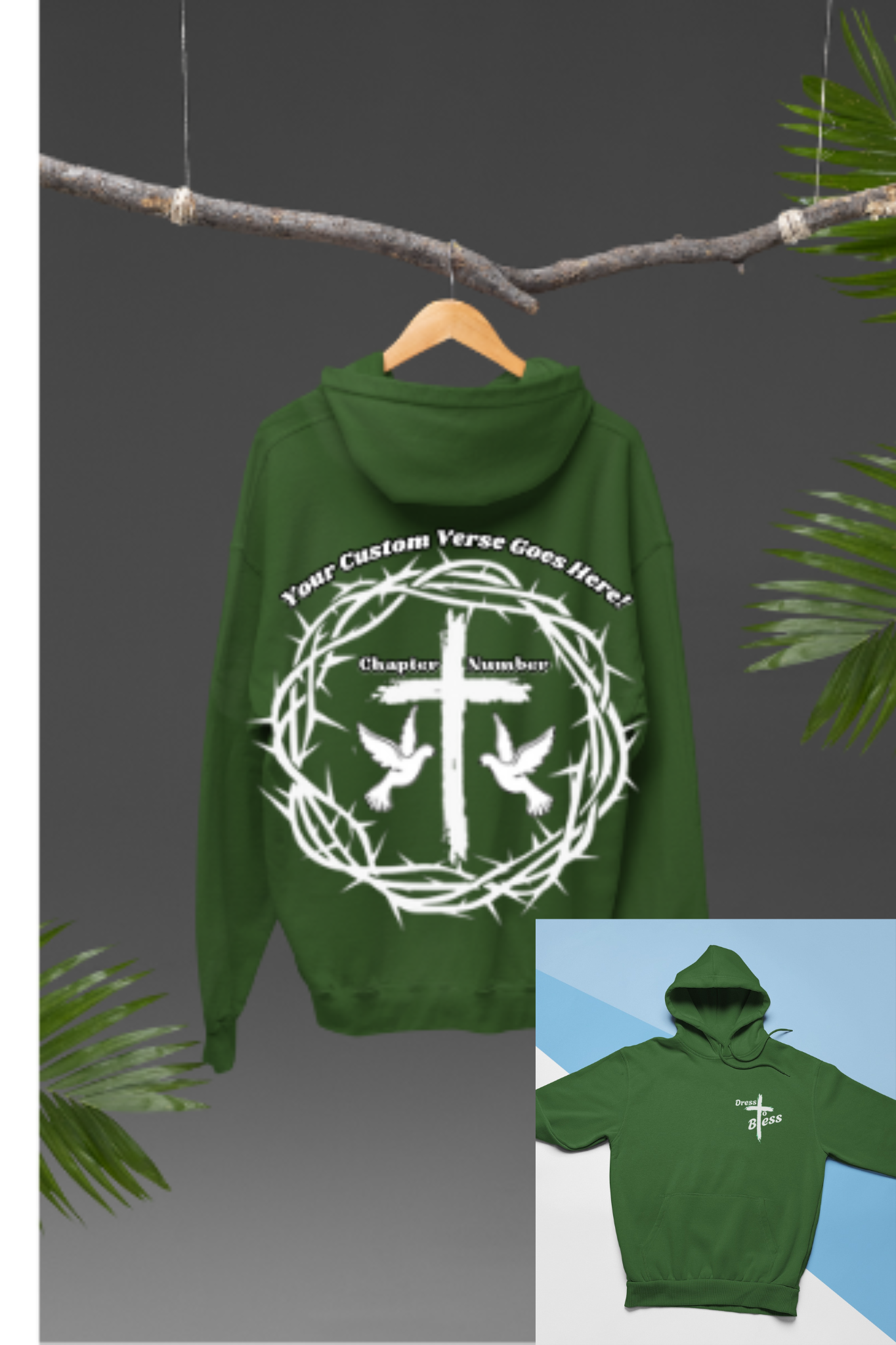 Custom Adult “Dress To Bless” Cross Logo Unisex Hoodies