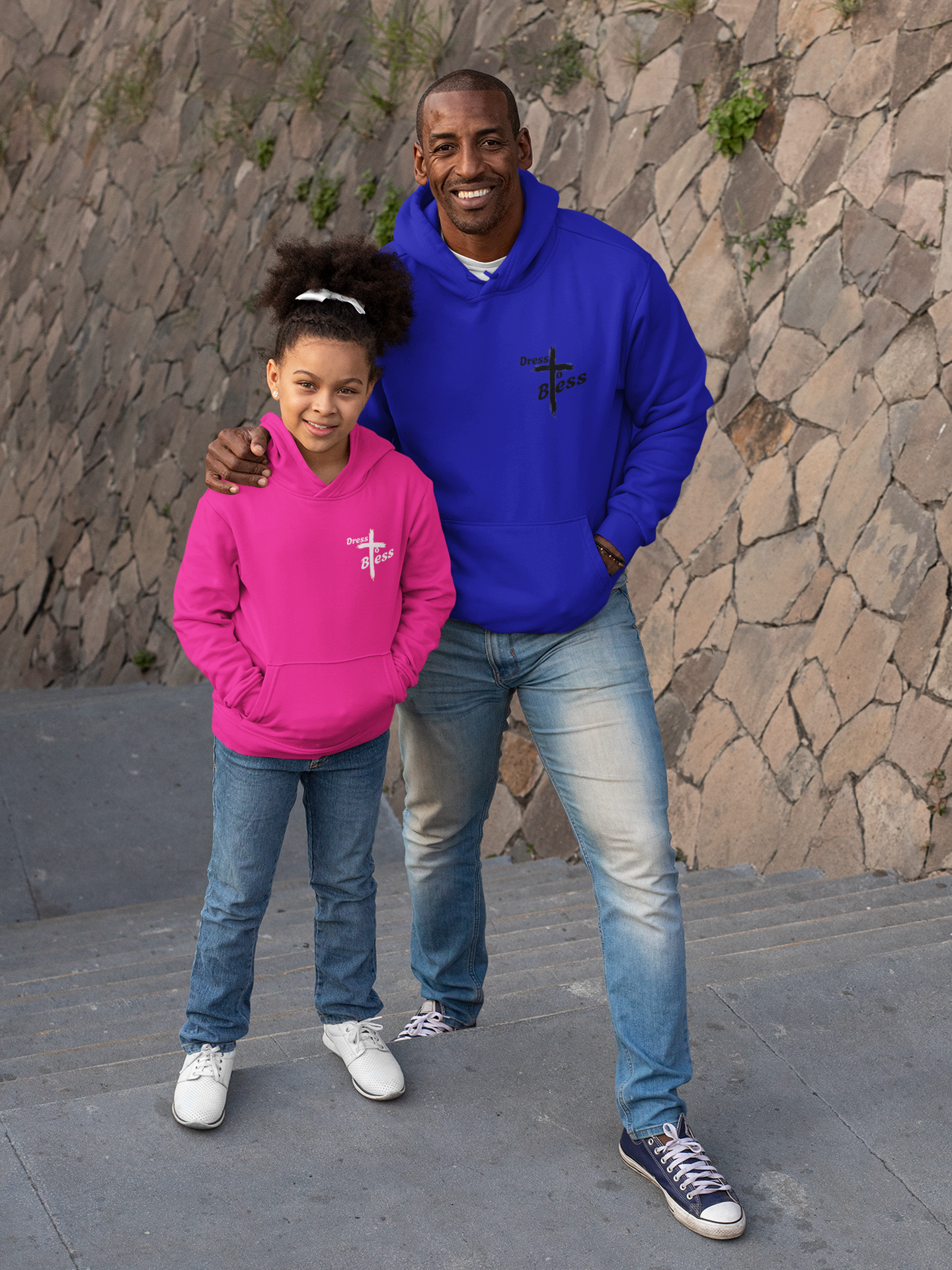 Custom Verse Only Youth “Dress To Bless” Cross Logo Unisex Hoodies
