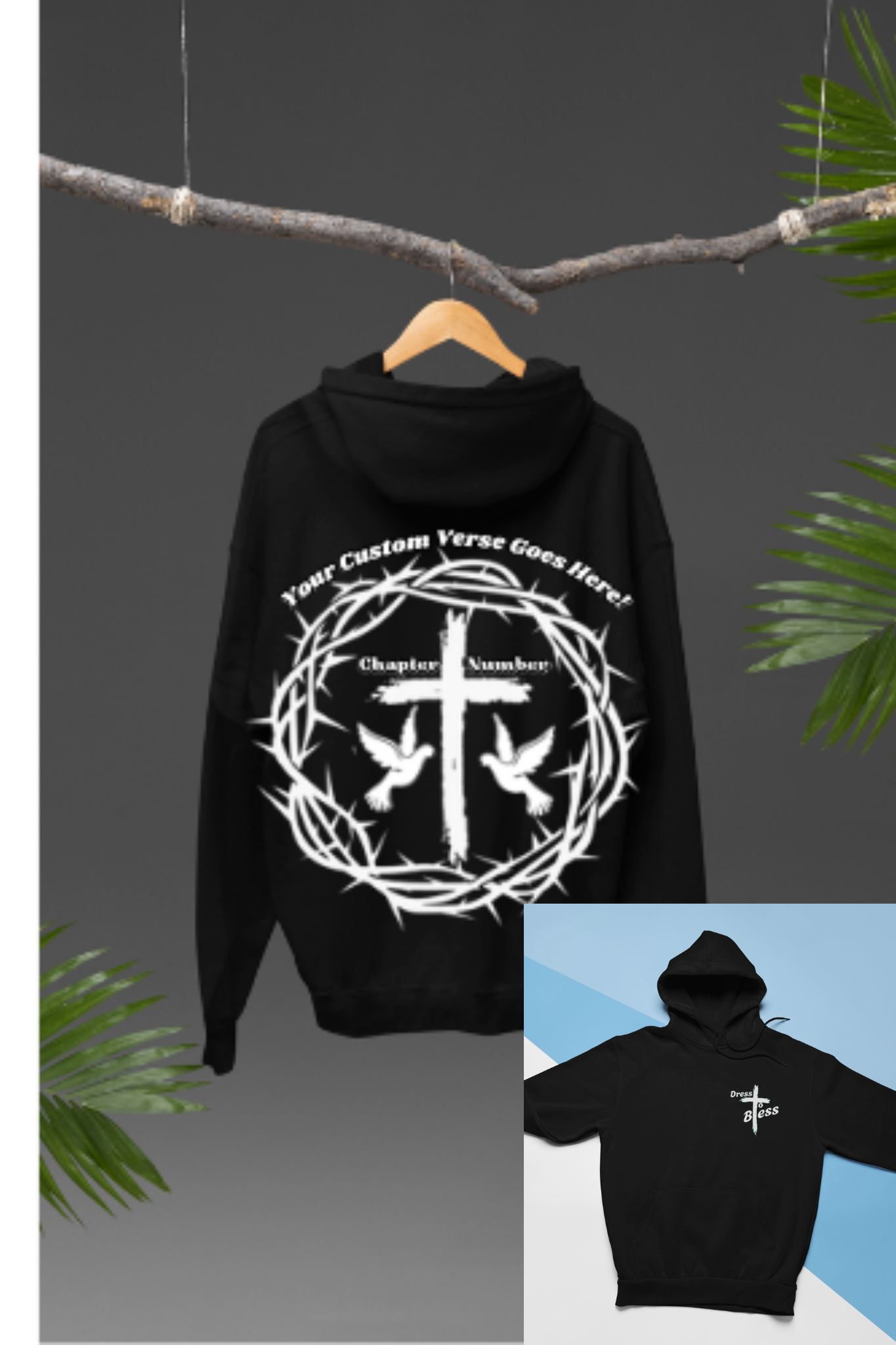 Custom Adult “Dress To Bless” Cross Logo Unisex Hoodies
