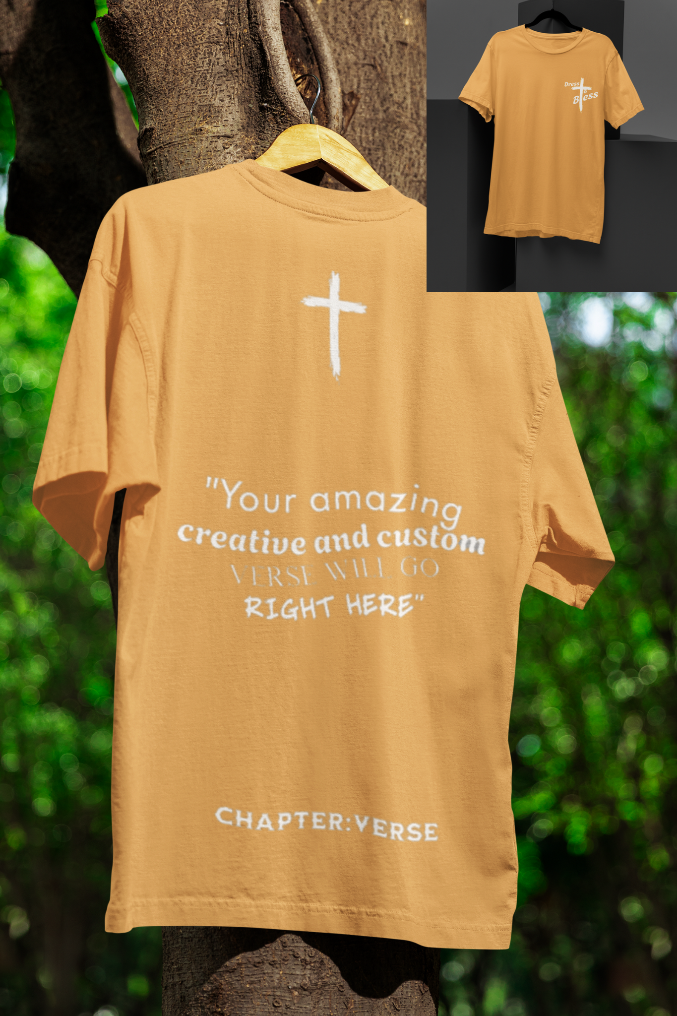 Custom Verse Only Adult “Dress To Bless” Cross Logo Unisex T-shirts