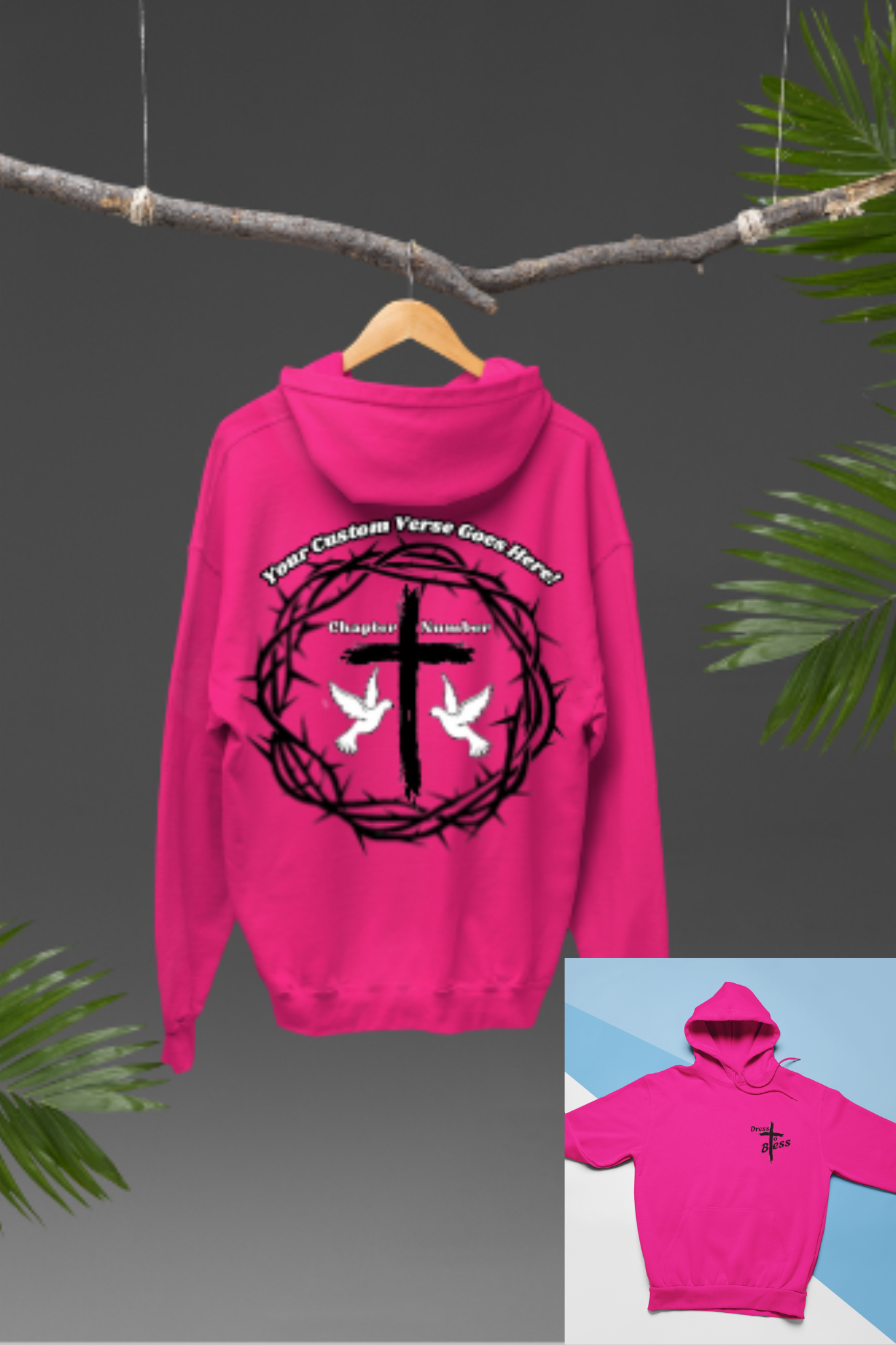 Custom Adult “Dress To Bless” Cross Logo Unisex Hoodies