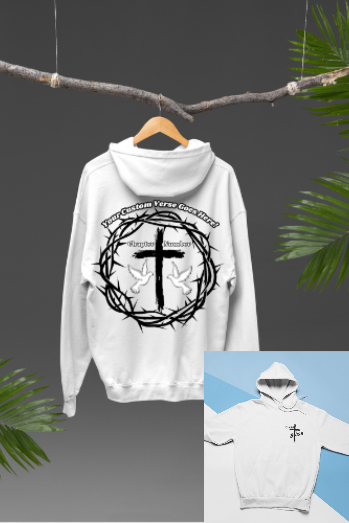 Custom Adult “Dress To Bless” Cross Logo Unisex Hoodies