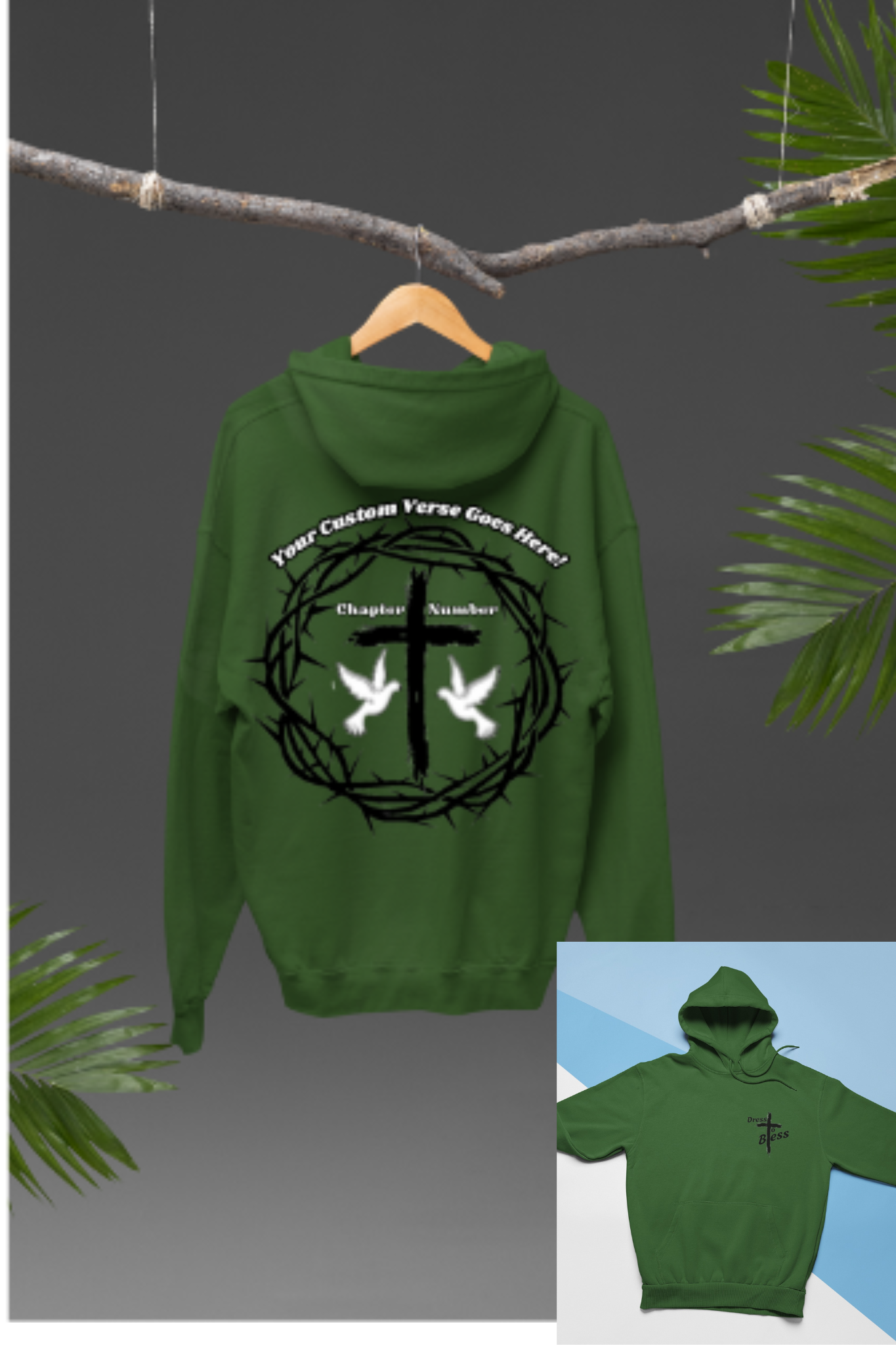 Custom Adult “Dress To Bless” Cross Logo Unisex Hoodies