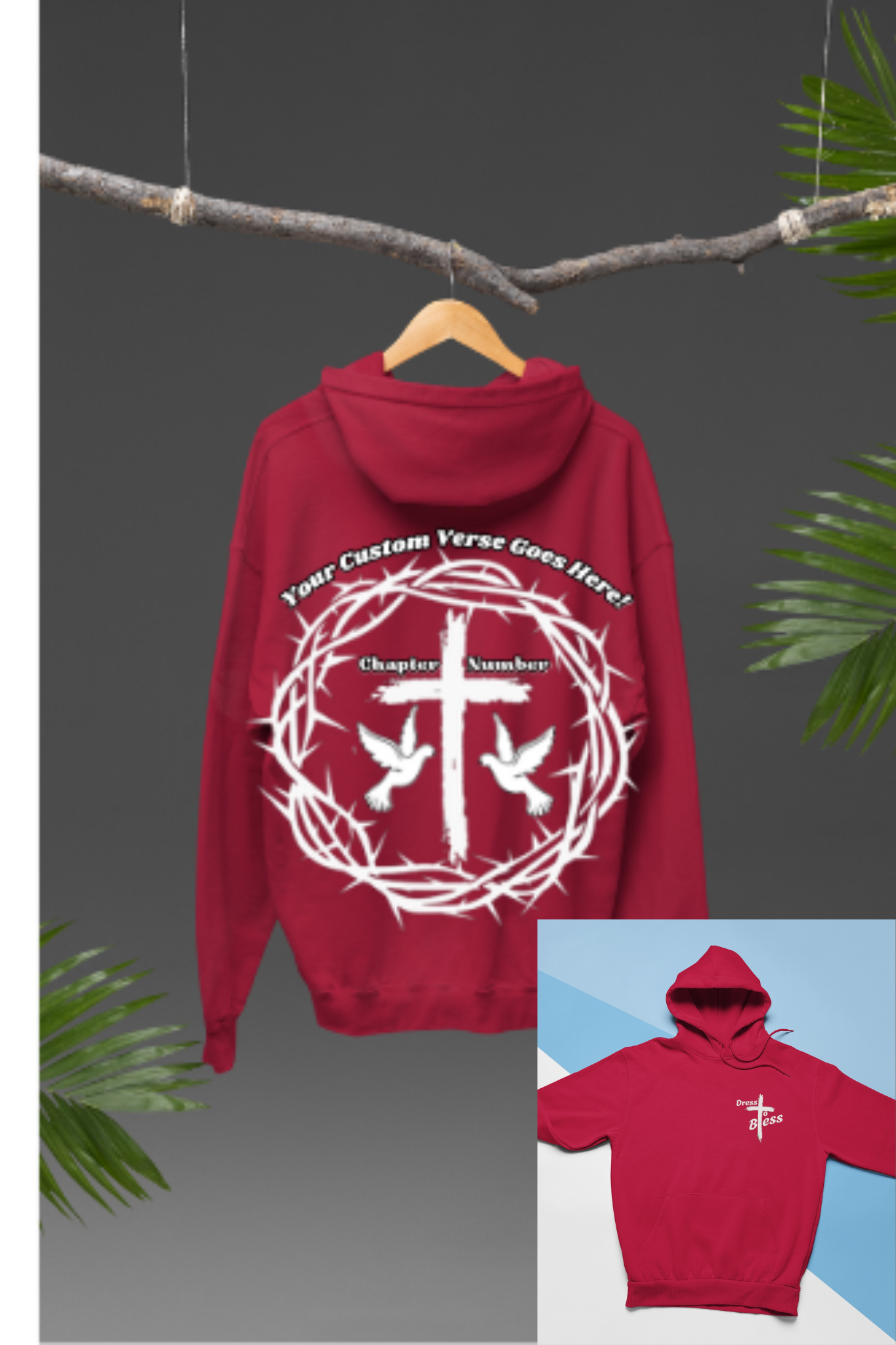 Custom Adult “Dress To Bless” Cross Logo Unisex Hoodies