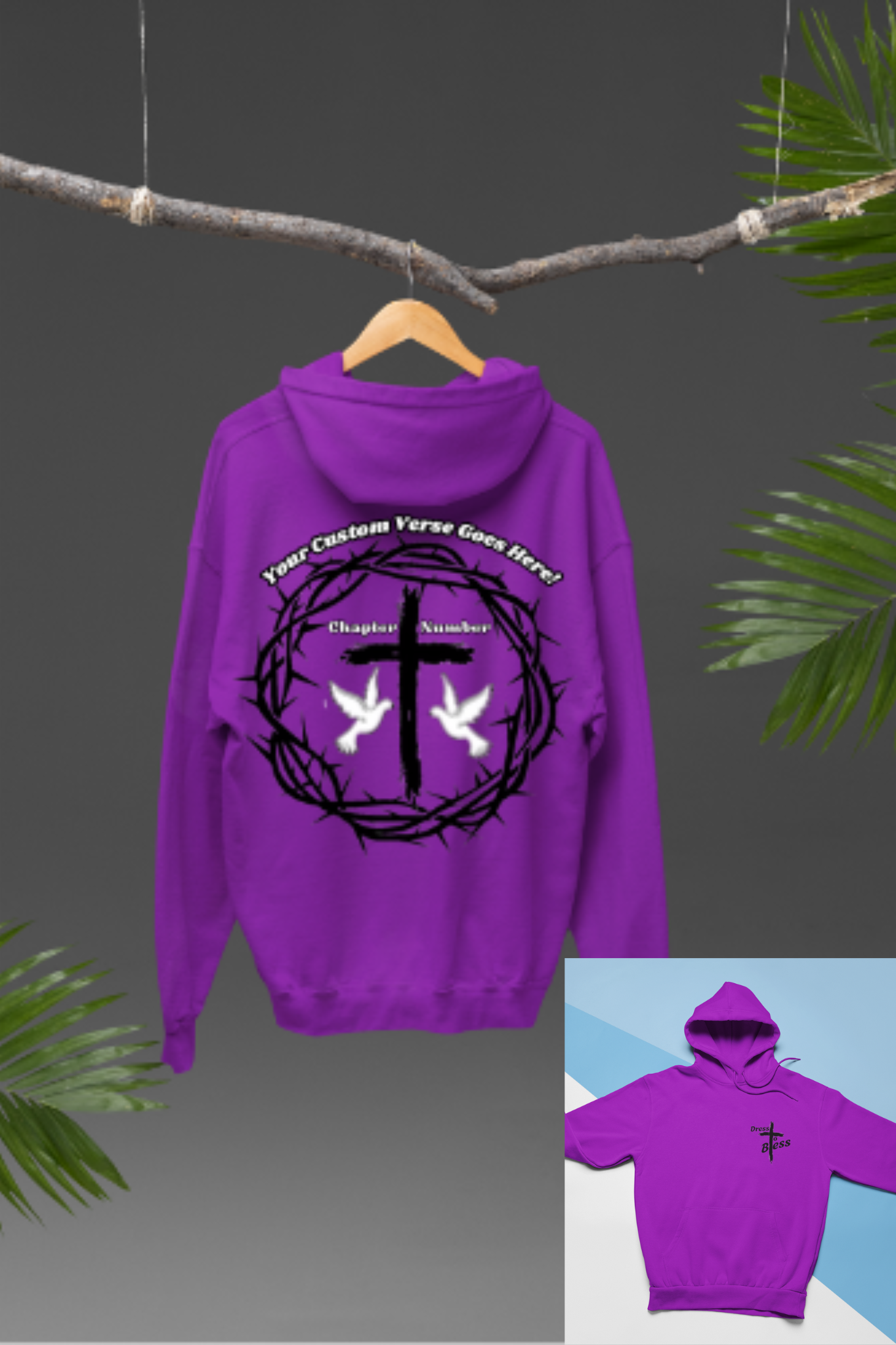 Custom Adult “Dress To Bless” Cross Logo Unisex Hoodies