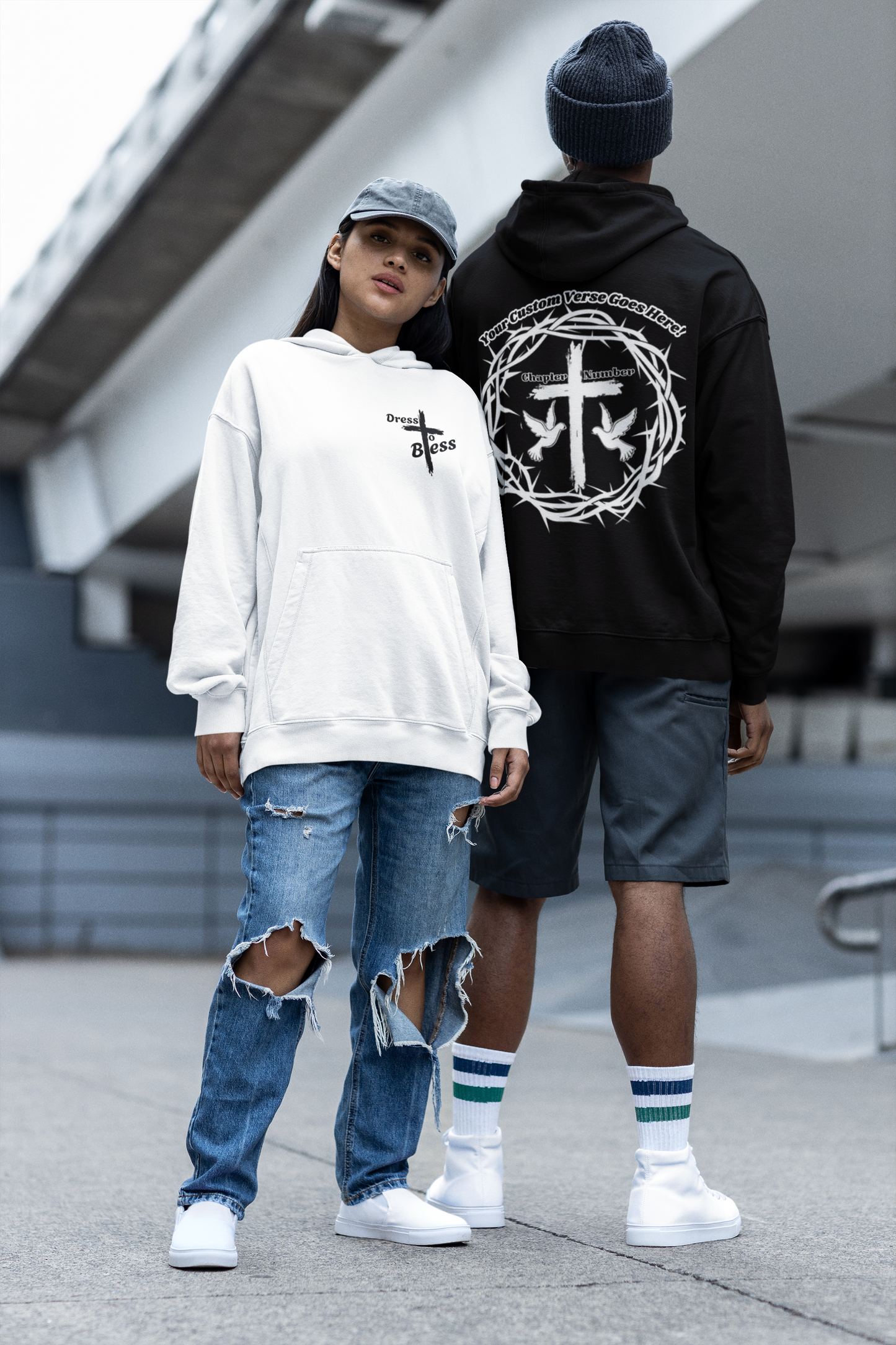 Custom Adult “Dress To Bless” Cross Logo Unisex Hoodies