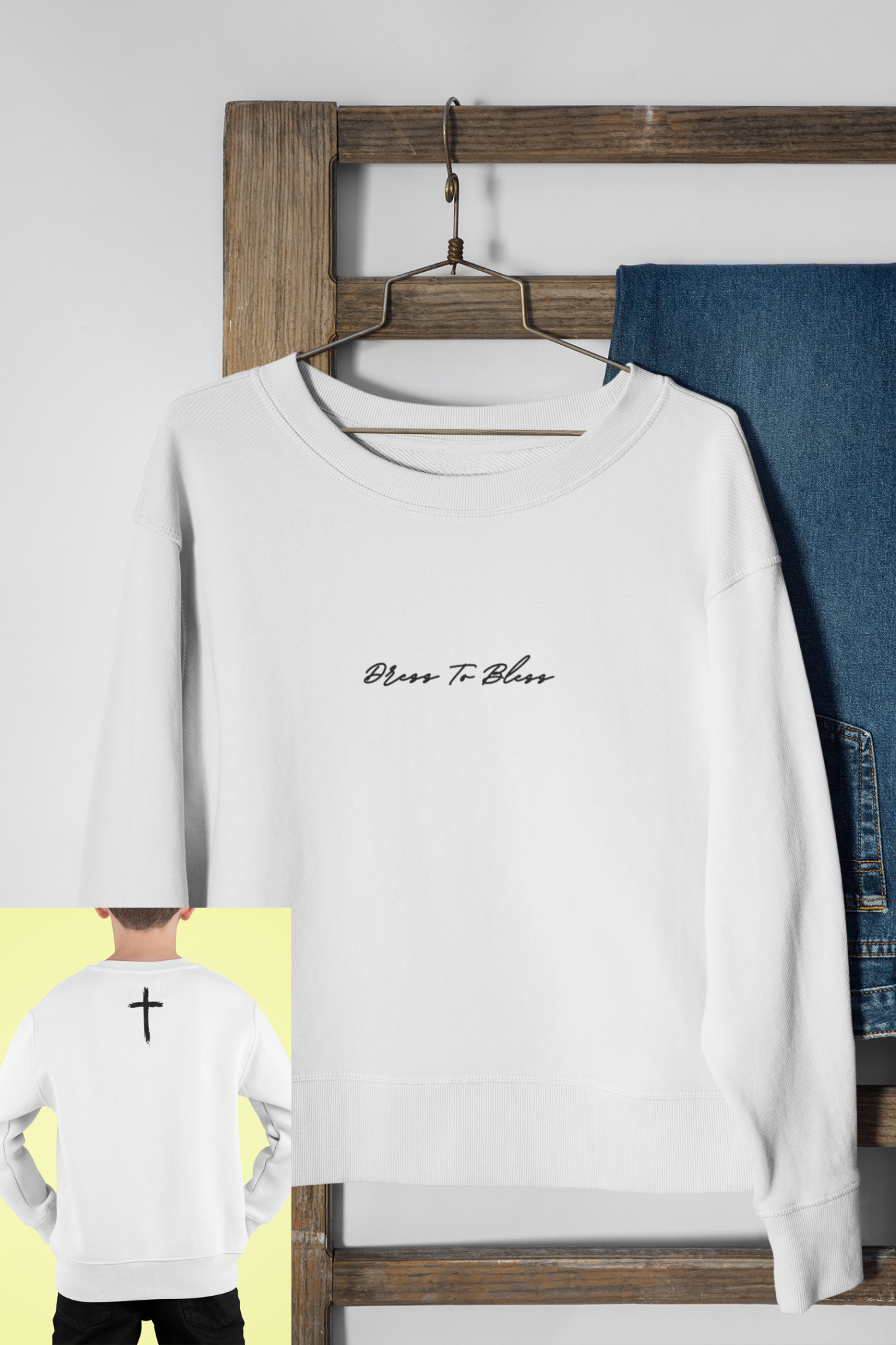 Youth Dress To Bless Cursive Logo Unisex Crewneck