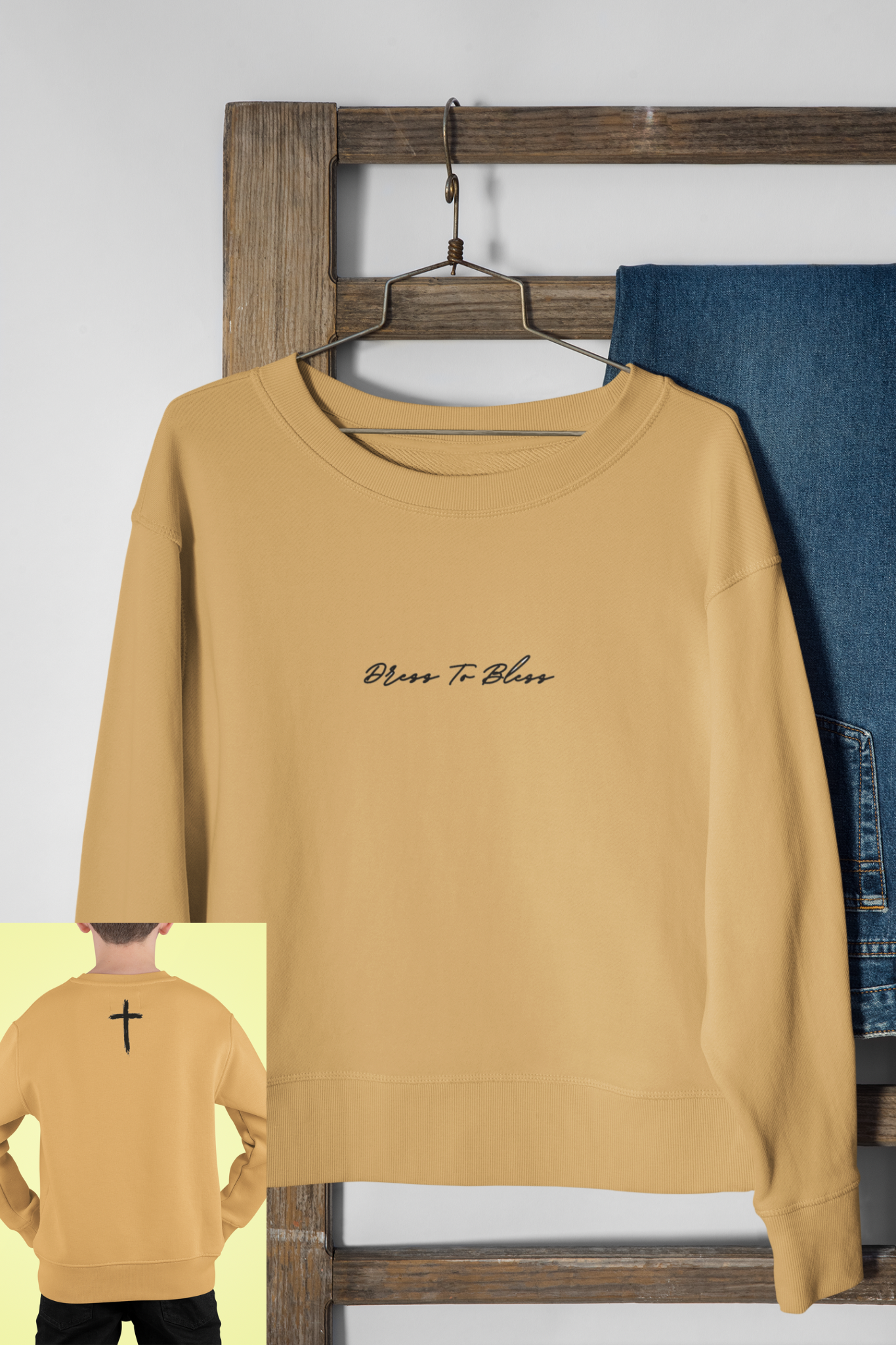 Youth Dress To Bless Cursive Logo Unisex Crewneck