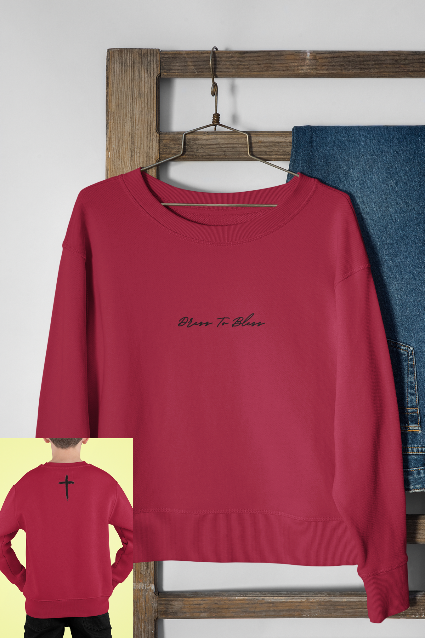 Youth Dress To Bless Cursive Logo Unisex Crewneck