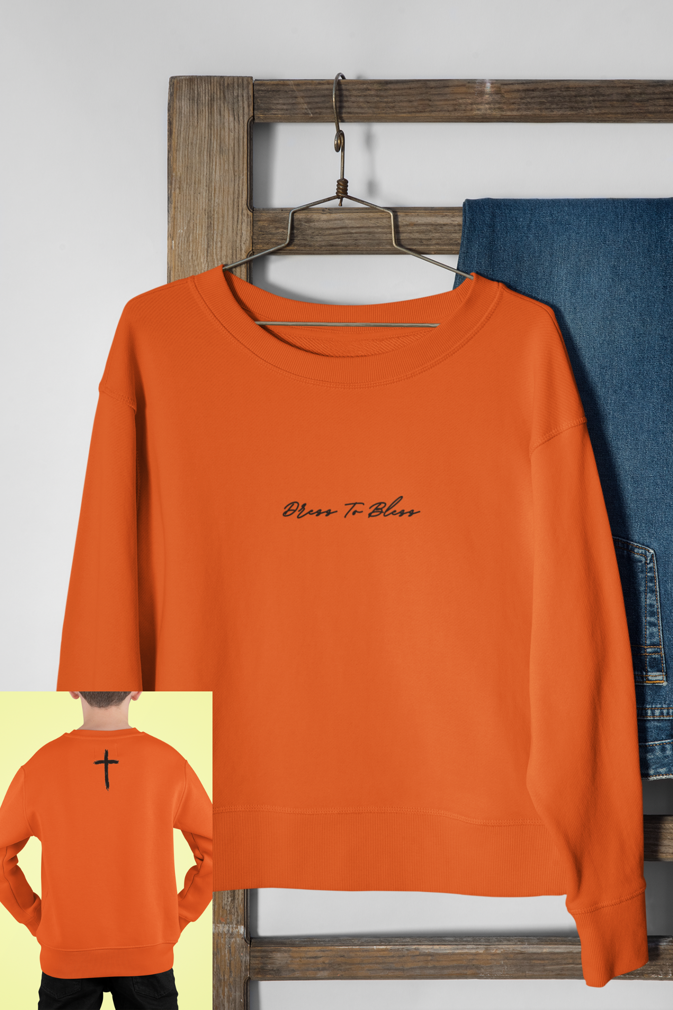 Youth Dress To Bless Cursive Logo Unisex Crewneck