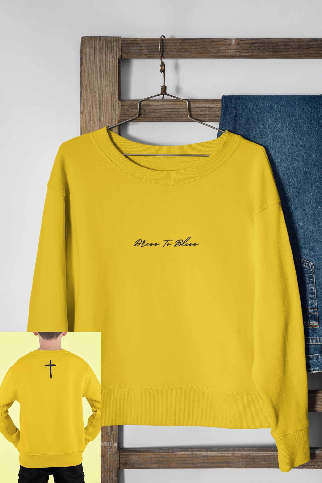 Youth Dress To Bless Cursive Logo Unisex Crewneck