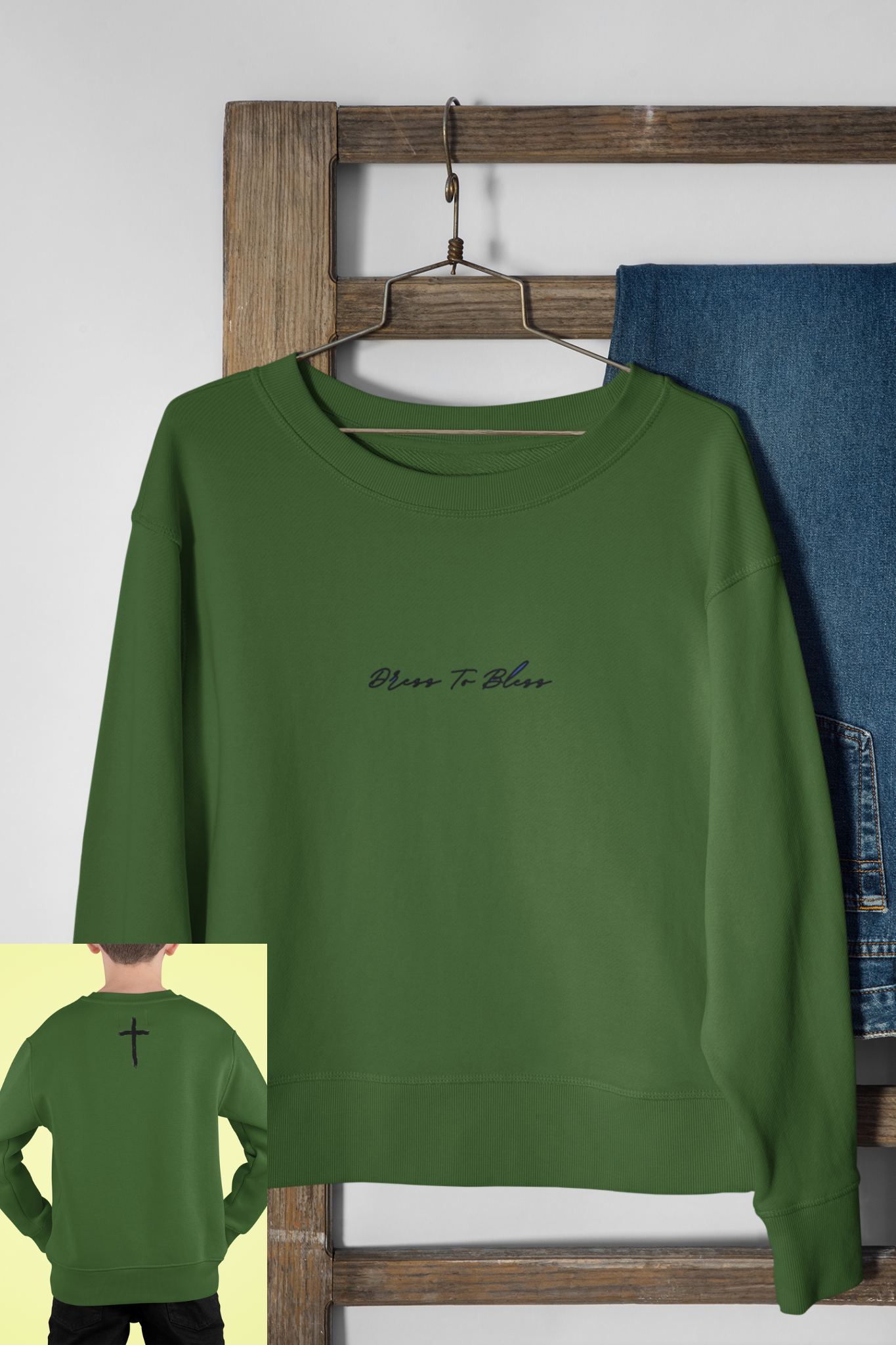Youth Dress To Bless Cursive Logo Unisex Crewneck