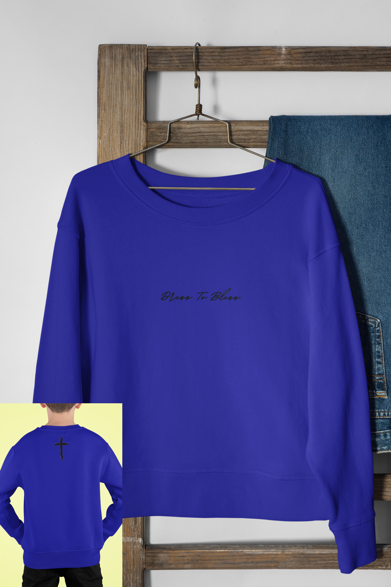 Youth Dress To Bless Cursive Logo Unisex Crewneck