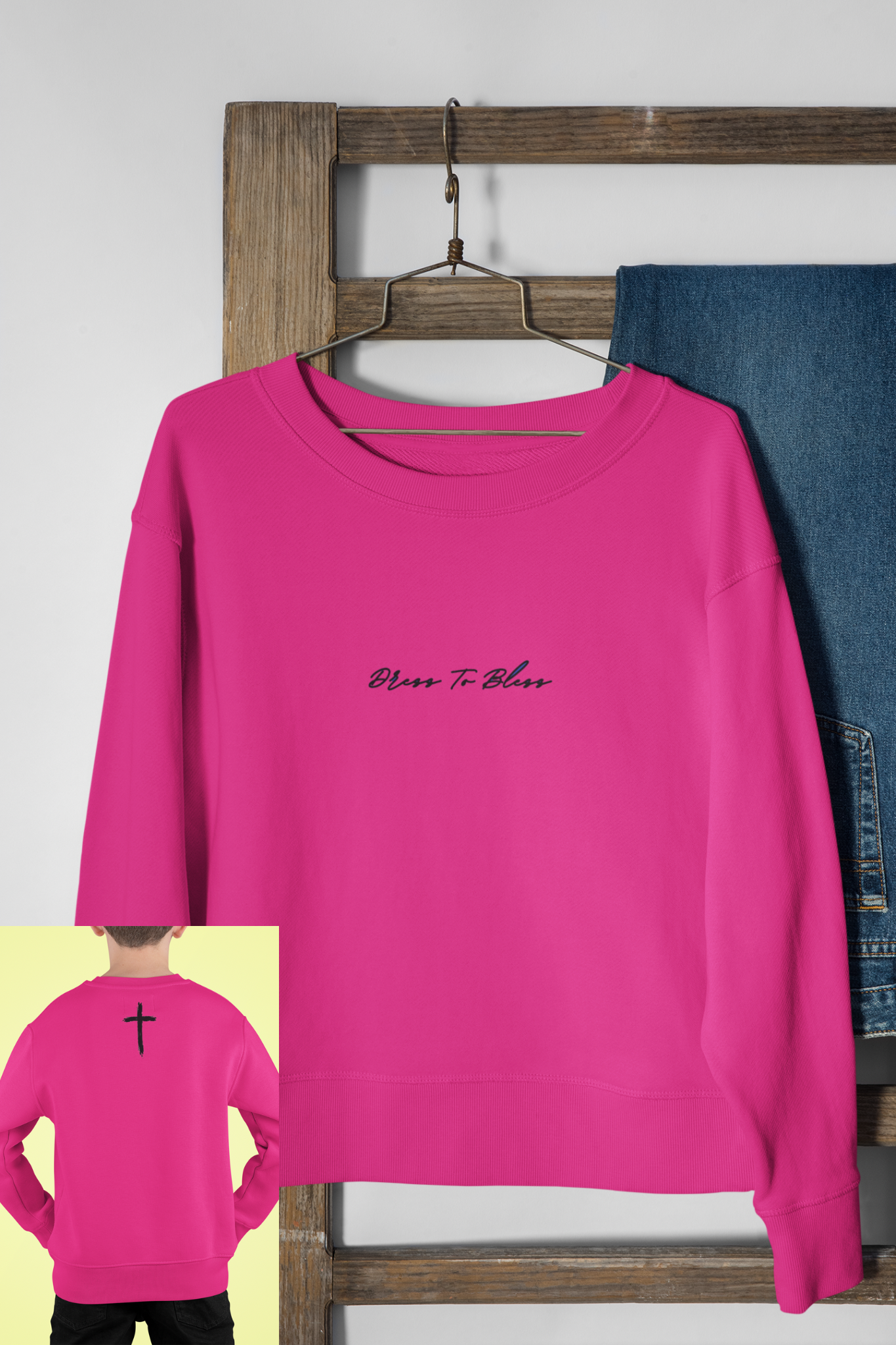 Youth Dress To Bless Cursive Logo Unisex Crewneck