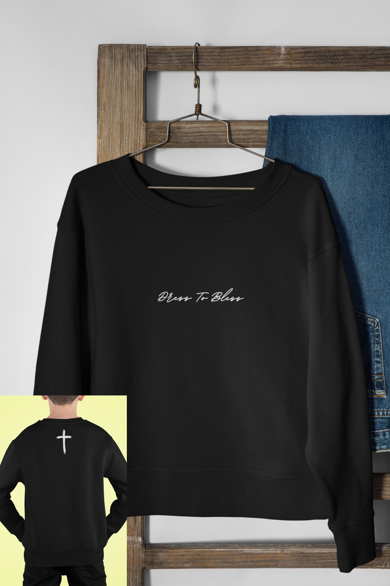 Youth Dress To Bless Cursive Logo Unisex Crewneck