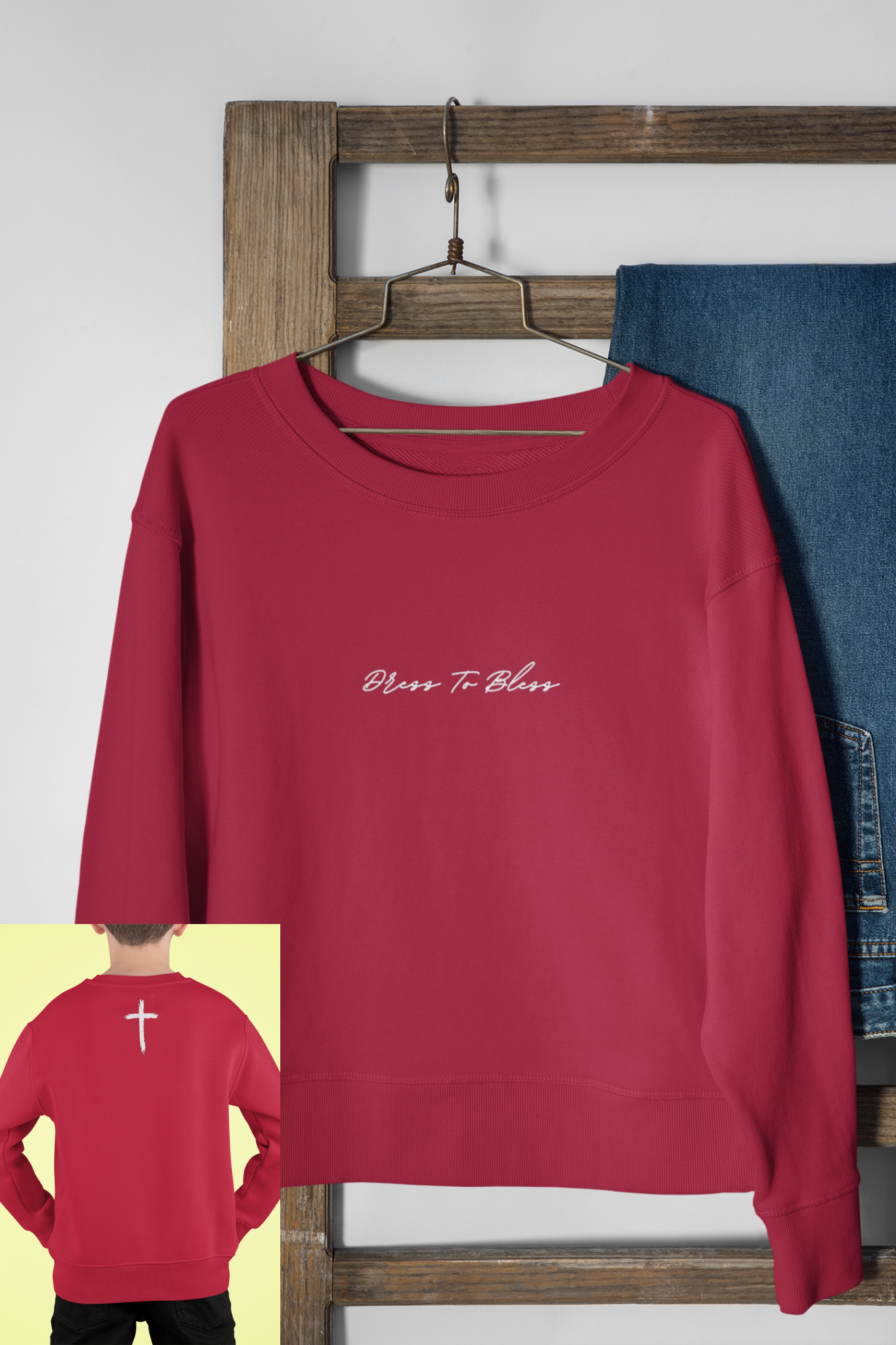 Youth Dress To Bless Cursive Logo Unisex Crewneck