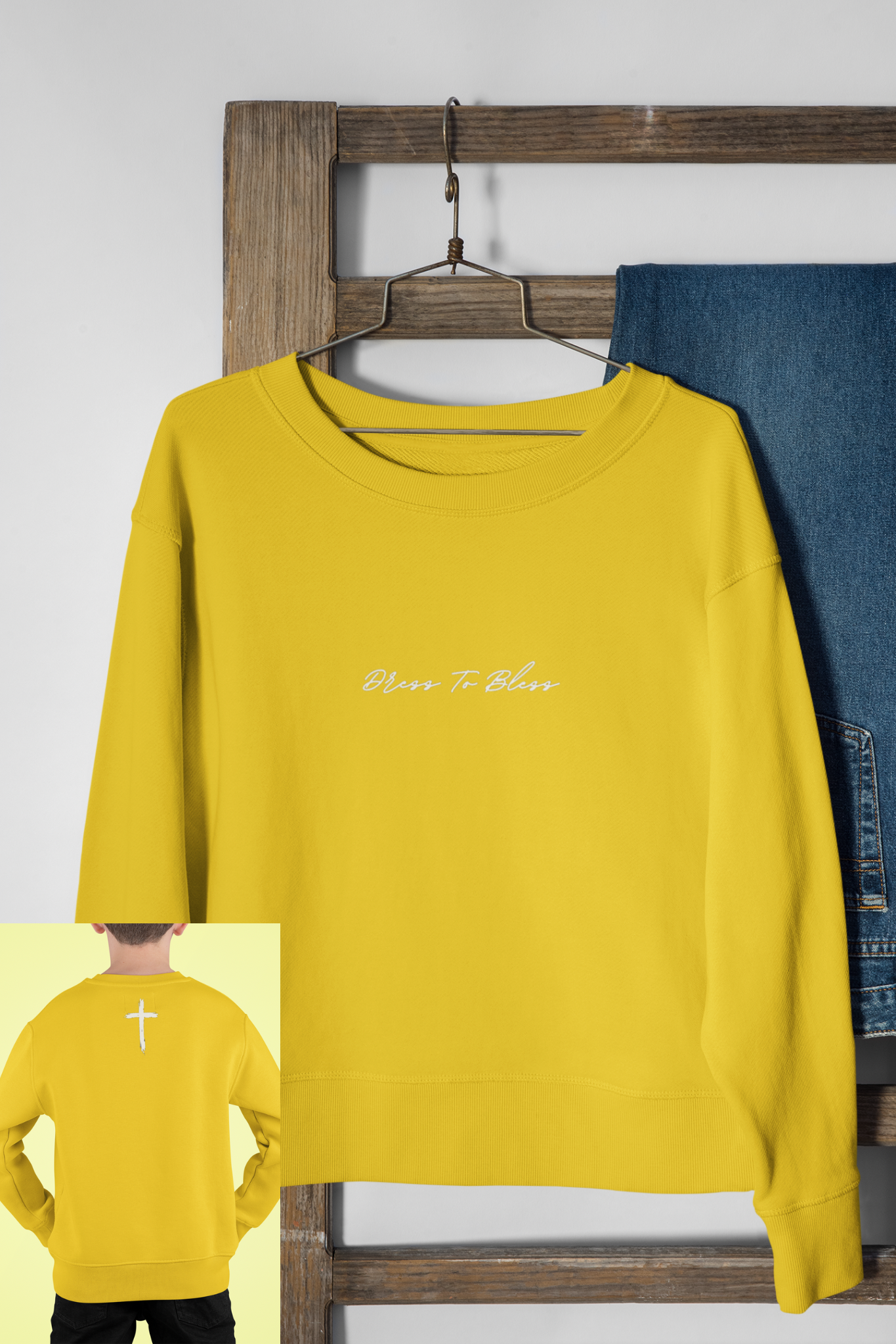 Youth Dress To Bless Cursive Logo Unisex Crewneck
