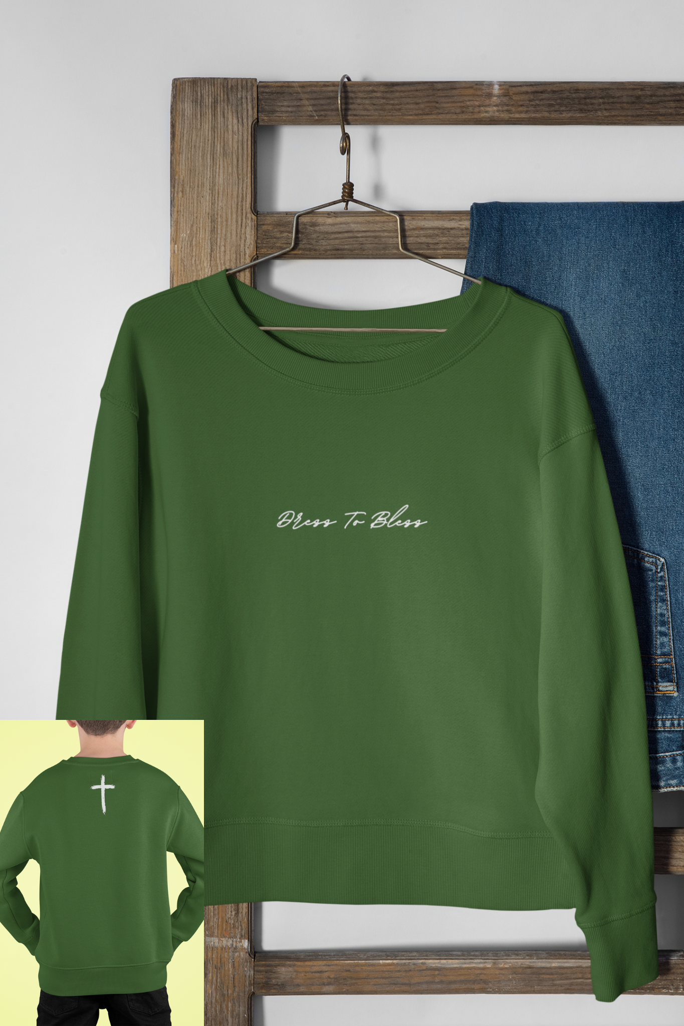 Youth Dress To Bless Cursive Logo Unisex Crewneck