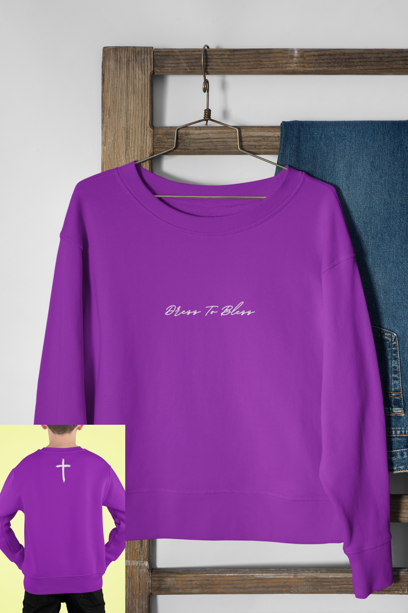 Youth Dress To Bless Cursive Logo Unisex Crewneck