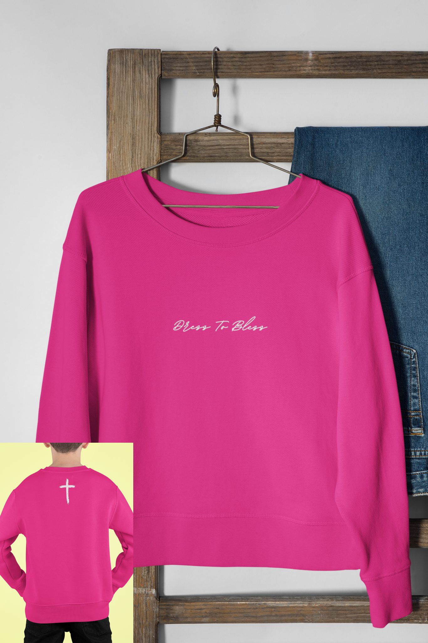 Youth Dress To Bless Cursive Logo Unisex Crewneck
